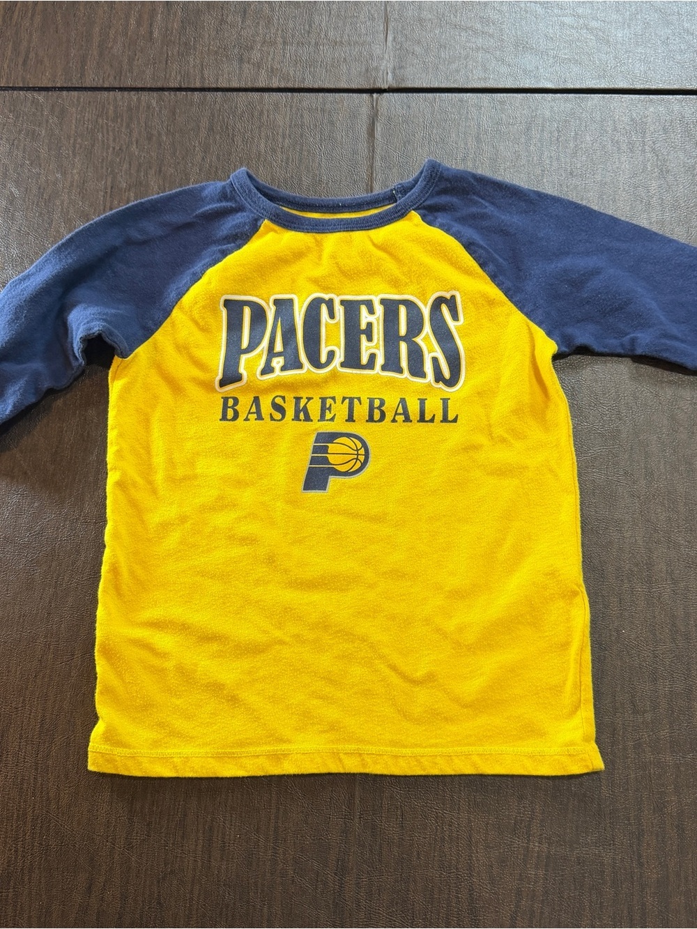 Indiana Pacers NBA Youth Raglan Tee - Yellow and Navy Sz 4T